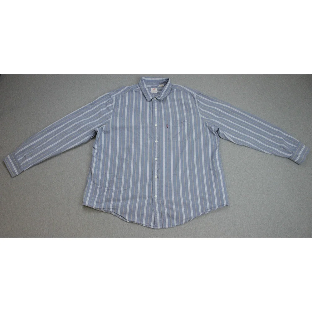 Levis Shirt‎ Mens XXL Striped 100% Cotton Standard Long Sleeve Button Up Red Tab